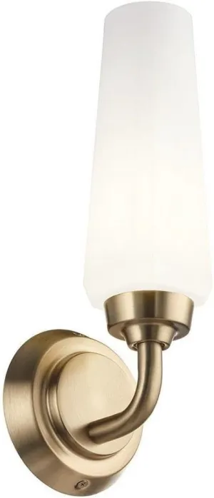 Kichler, Truby 11.5 Inch 1 Light Wall Sconce with Satin Etched Cased Opal Glass in Champagne Bronze, 55073CPZ