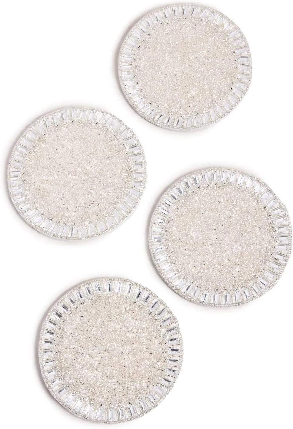 Kim Seybert Women's Bevel Coasters Set, Silver/Crystal, One Size