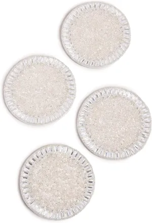 Kim Seybert Women's Bevel Coasters Set, Silver/Crystal, One Size