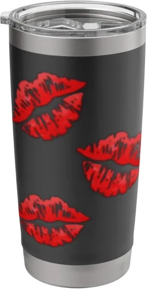 Kissing Lips | Kissing Face | Red Lipstick Kissing On Kiss Stainless Steel Insulated Tumbler