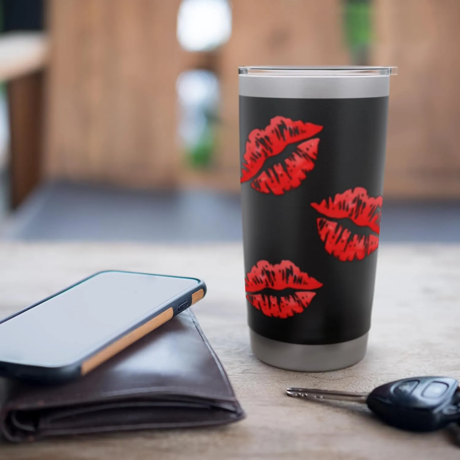 Kissing Lips | Kissing Face | Red Lipstick Kissing On Kiss Stainless Steel Insulated Tumbler