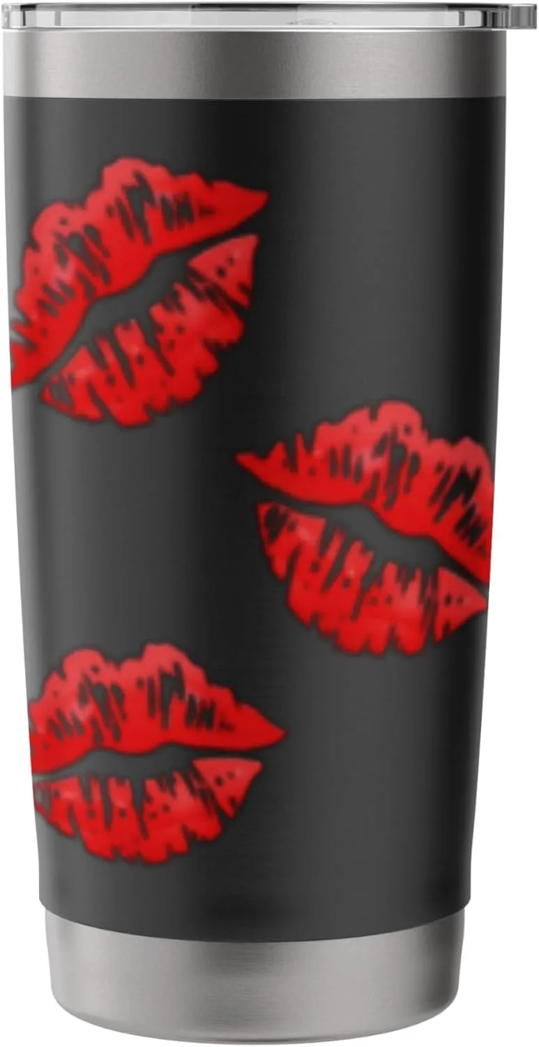 Kissing Lips | Kissing Face | Red Lipstick Kissing On Kiss Stainless Steel Insulated Tumbler