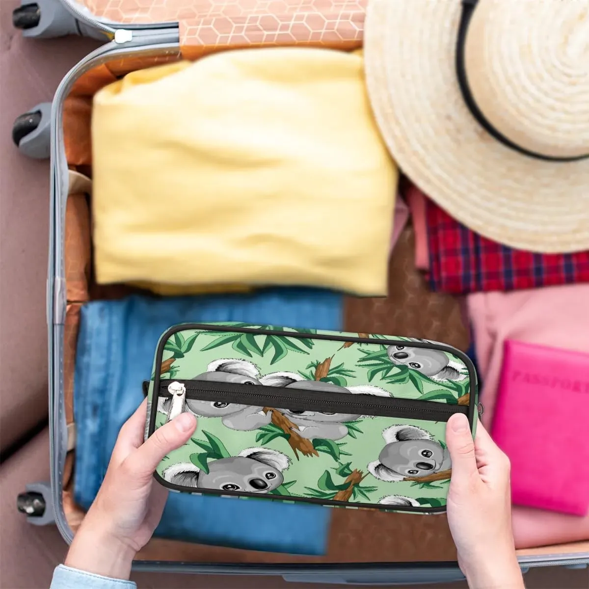 Koalas Tree Travel Toiletry Bag for Women Men Small Cosmetic Makeup Organizer Water Resistant Shaving Bag Portable Make Up Bag Storage Bags with Handle