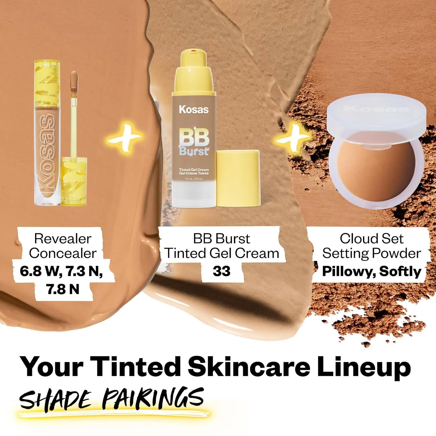 Kosas BB Burst Tinted Face Gel Cream - Supports Healthy Collagen, Smoothes Skin, Hydrates & Moisturizes - Lightweight Buildable Coverage - Medium Deep Neutral 33, (1 Oz/30 ML)