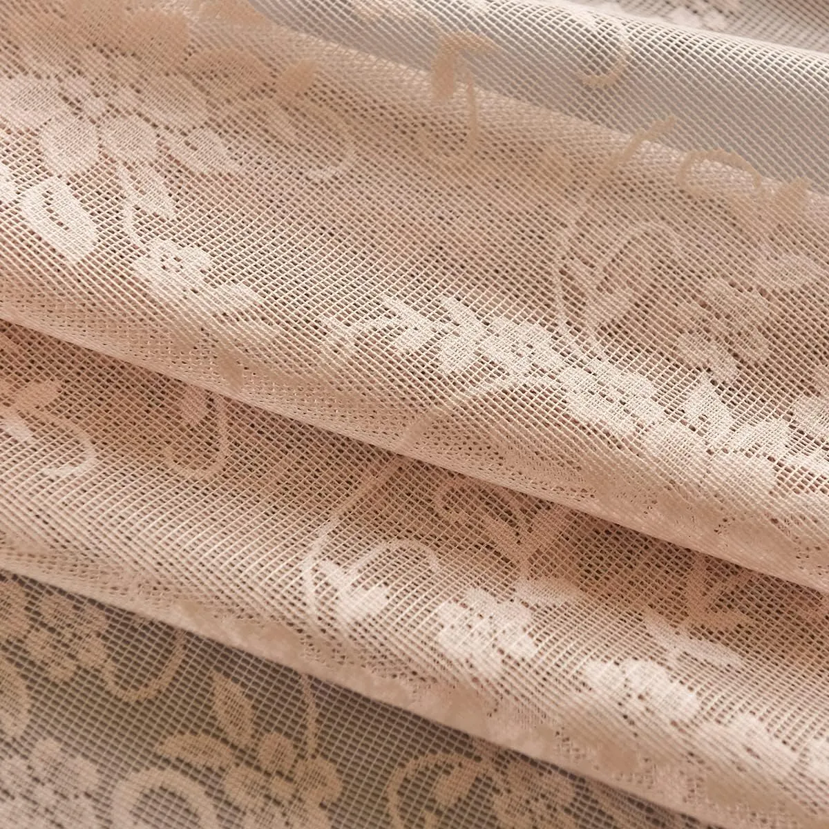 Kotile Blush Lace Curtains 84 Inches Long, Embroidery Country Rustic Floral Sheer Lace Curtains for Girls Room, Rod Pocket Privacy Window Lace Sheer Curtains, 52 x 84 in, 2 Panels, Blush Pink