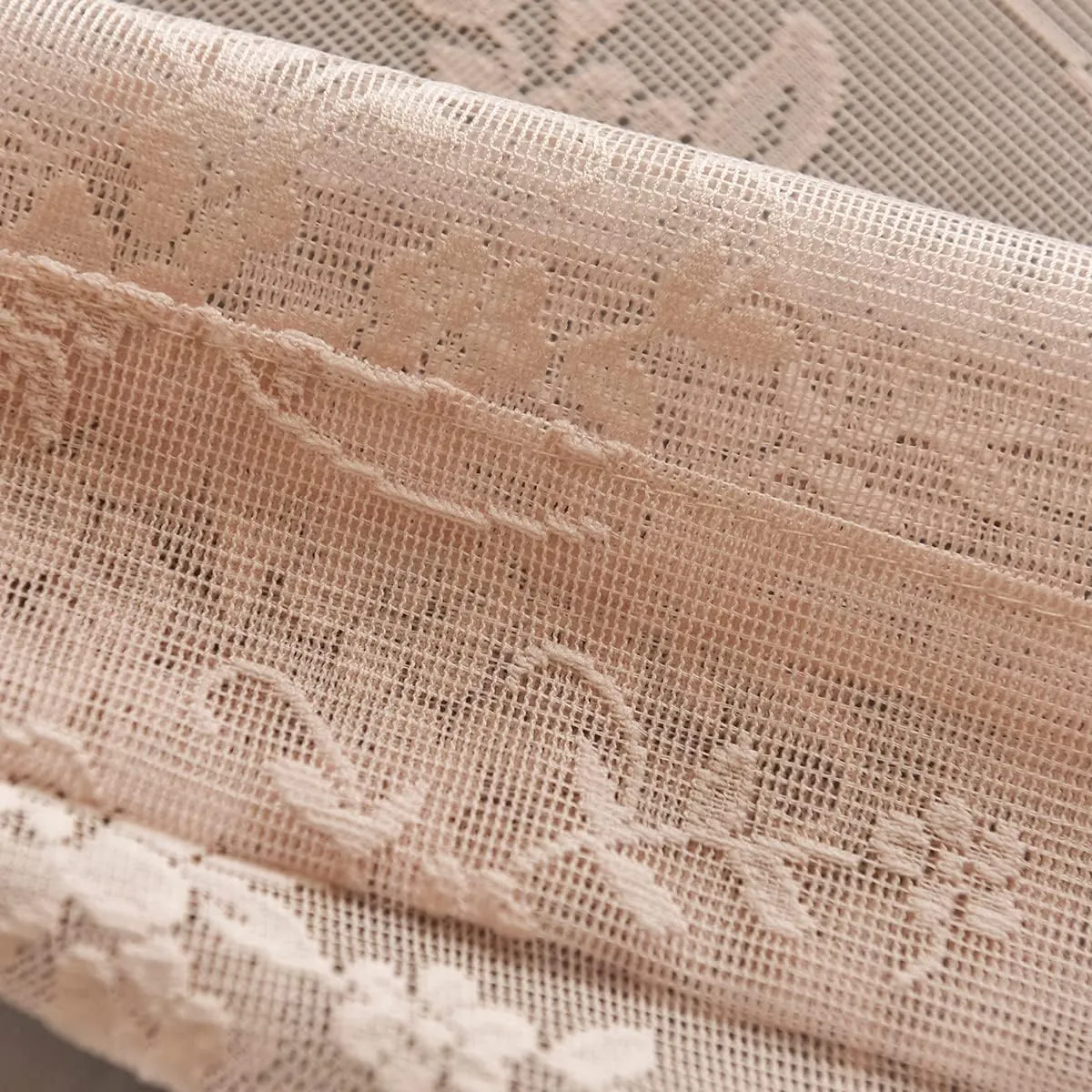 Kotile Blush Lace Curtains 84 Inches Long, Embroidery Country Rustic Floral Sheer Lace Curtains for Girls Room, Rod Pocket Privacy Window Lace Sheer Curtains, 52 x 84 in, 2 Panels, Blush Pink