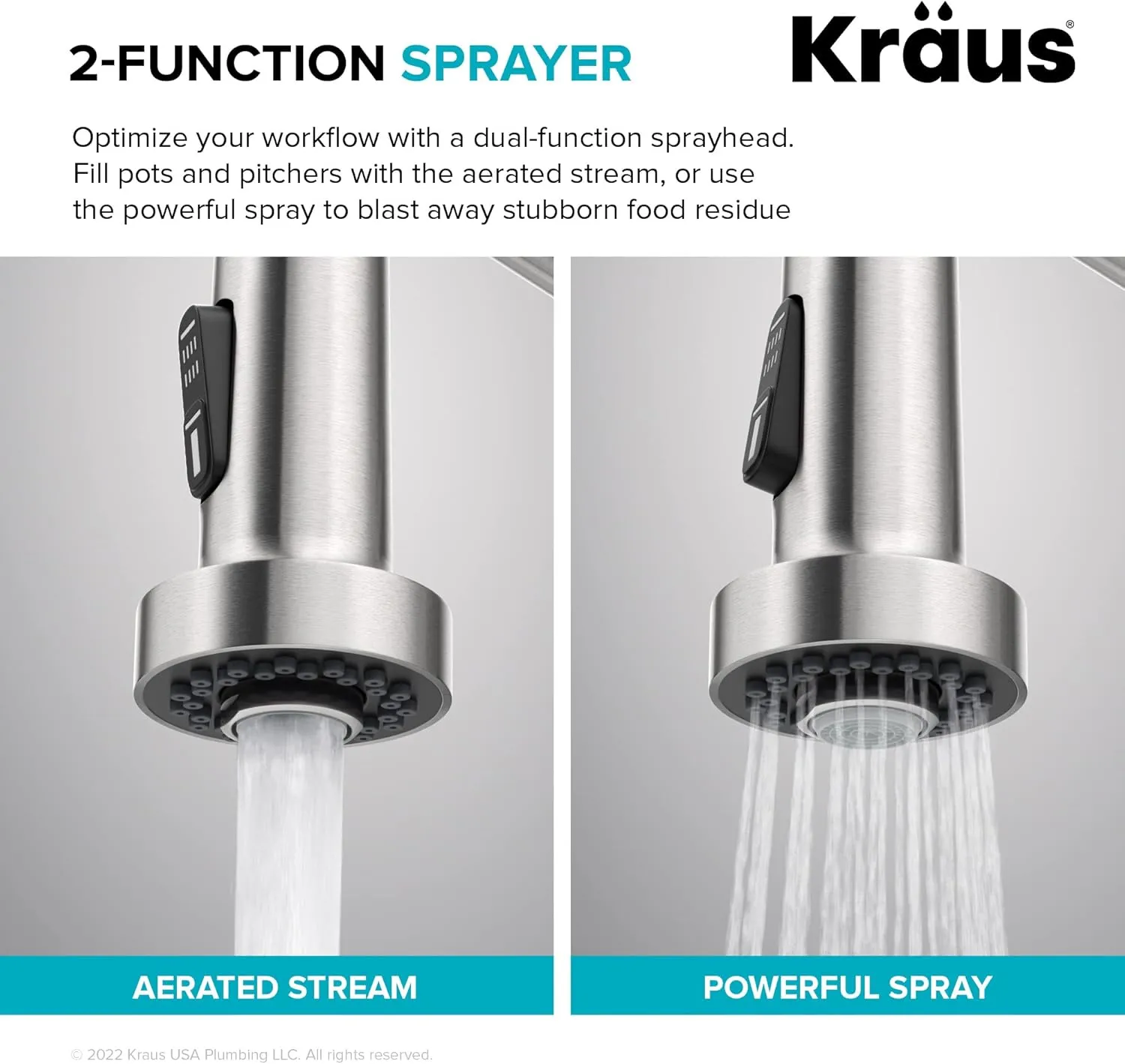 Kraus Bolden Touchless Sensor Commercial Style 2-Function Single Handle Pull Down Kitchen Faucets in Spot-Free Antique Champagne Bronze, KSF-1610SFACB