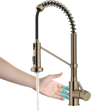 Kraus Bolden Touchless Sensor Commercial Style 2-Function Single Handle Pull Down Kitchen Faucets in Spot-Free Antique Champagne Bronze, KSF-1610SFACB