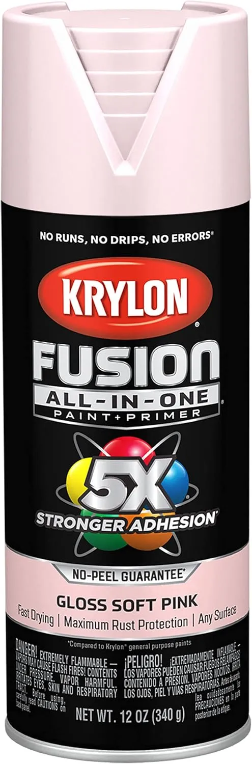 Krylon Fusion All-In-One Adhesive Spray Paint for Indoor/Outdoor Use, 12 oz, Pink Blush