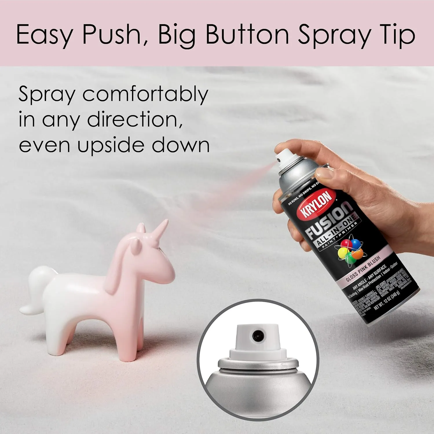 Krylon Fusion All-In-One Adhesive Spray Paint for Indoor/Outdoor Use, 12 oz, Pink Blush