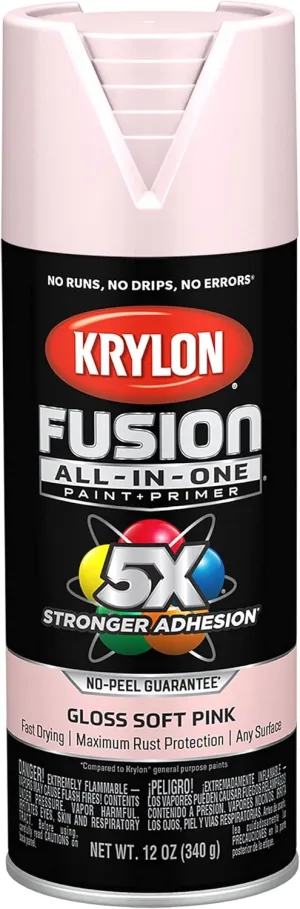 Krylon Fusion All-In-One Adhesive Spray Paint for Indoor/Outdoor Use, 12 oz, Pink Blush