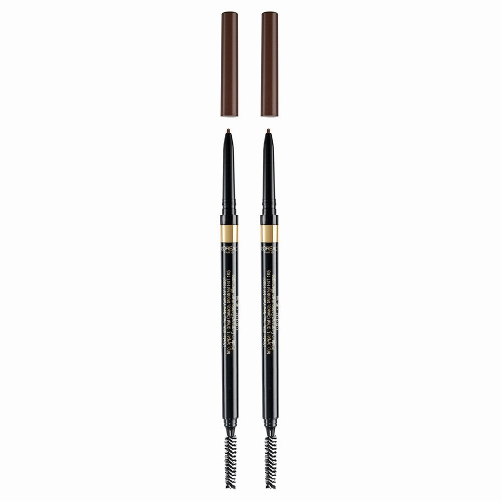 L'Oreal Paris Makeup Brow Stylist Definer Waterproof Eyebrow Pencil, Ultra-Fine Mechanical Pencil, Draws Tiny Brow Hairs and Fills in Sparse Areas and Gaps, Brunette, 0.003 Ounce (Pack of 2)