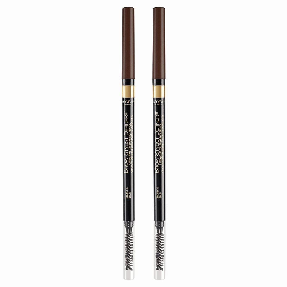 L'Oreal Paris Makeup Brow Stylist Definer Waterproof Eyebrow Pencil, Ultra-Fine Mechanical Pencil, Draws Tiny Brow Hairs and Fills in Sparse Areas and Gaps, Brunette, 0.003 Ounce (Pack of 2)