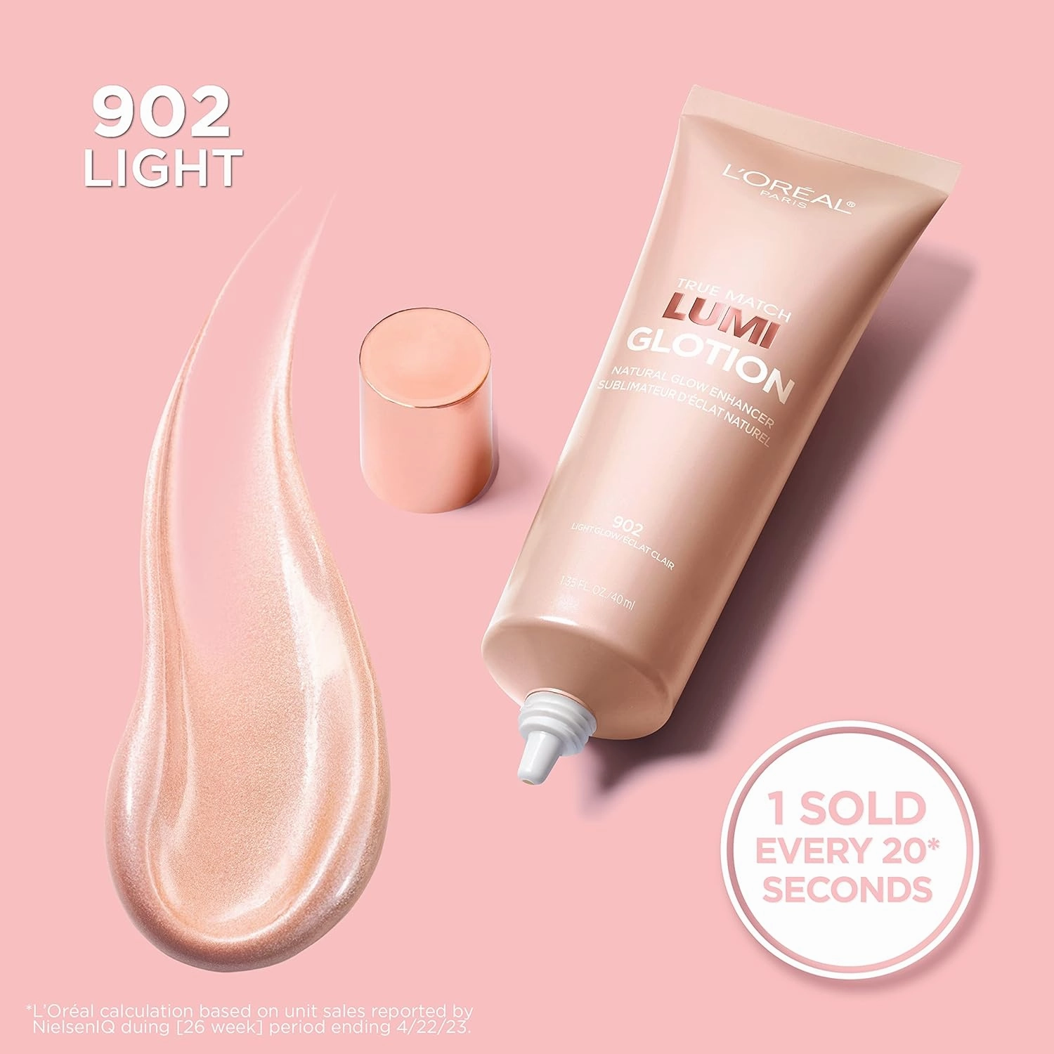 L'Oreal Paris Makeup True Match Lumi Glotion, Natural Glow Enhancer & L'Oreal Paris Age Perfect Radiant Serum Foundation with SPF 50, Nude Beige, 1 Ounce