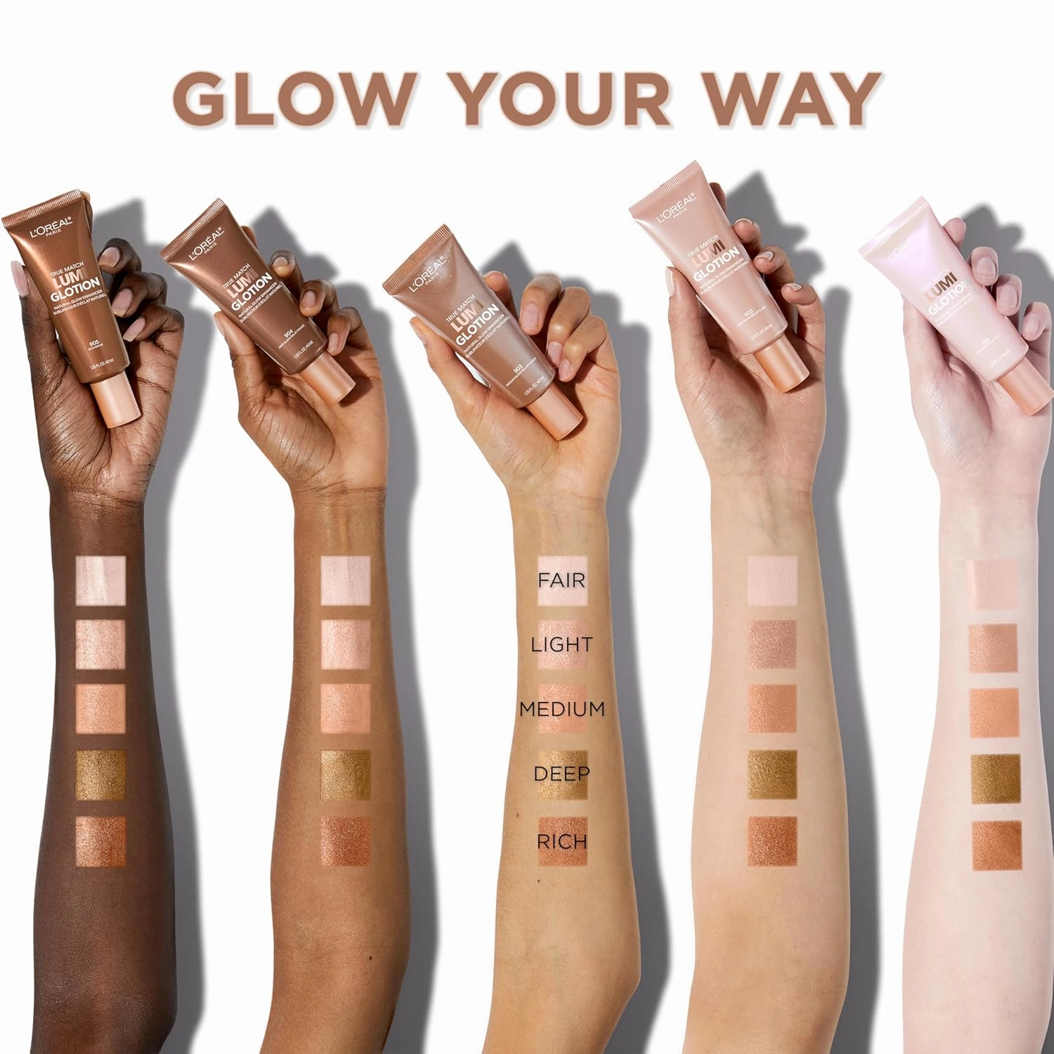 L'Oreal Paris Makeup True Match Lumi Glotion, Natural Glow Enhancer & L'Oreal Paris Age Perfect Radiant Serum Foundation with SPF 50, Nude Beige, 1 Ounce