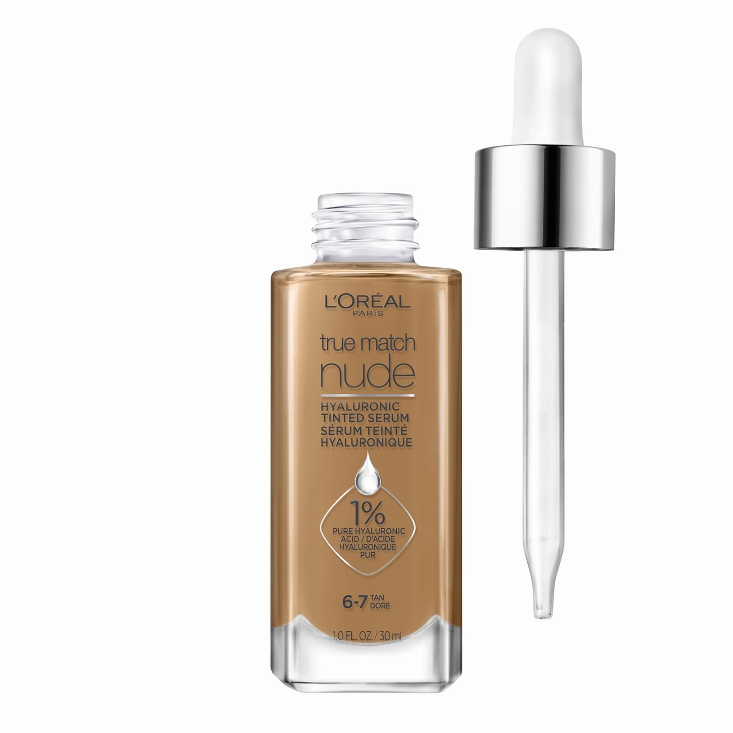 L'Oreal Paris True Match Nude Hyaluronic Tinted Serum Foundation with 1% Hyaluronic acid, Rosy Light 1-2.5, 1 fl. oz.