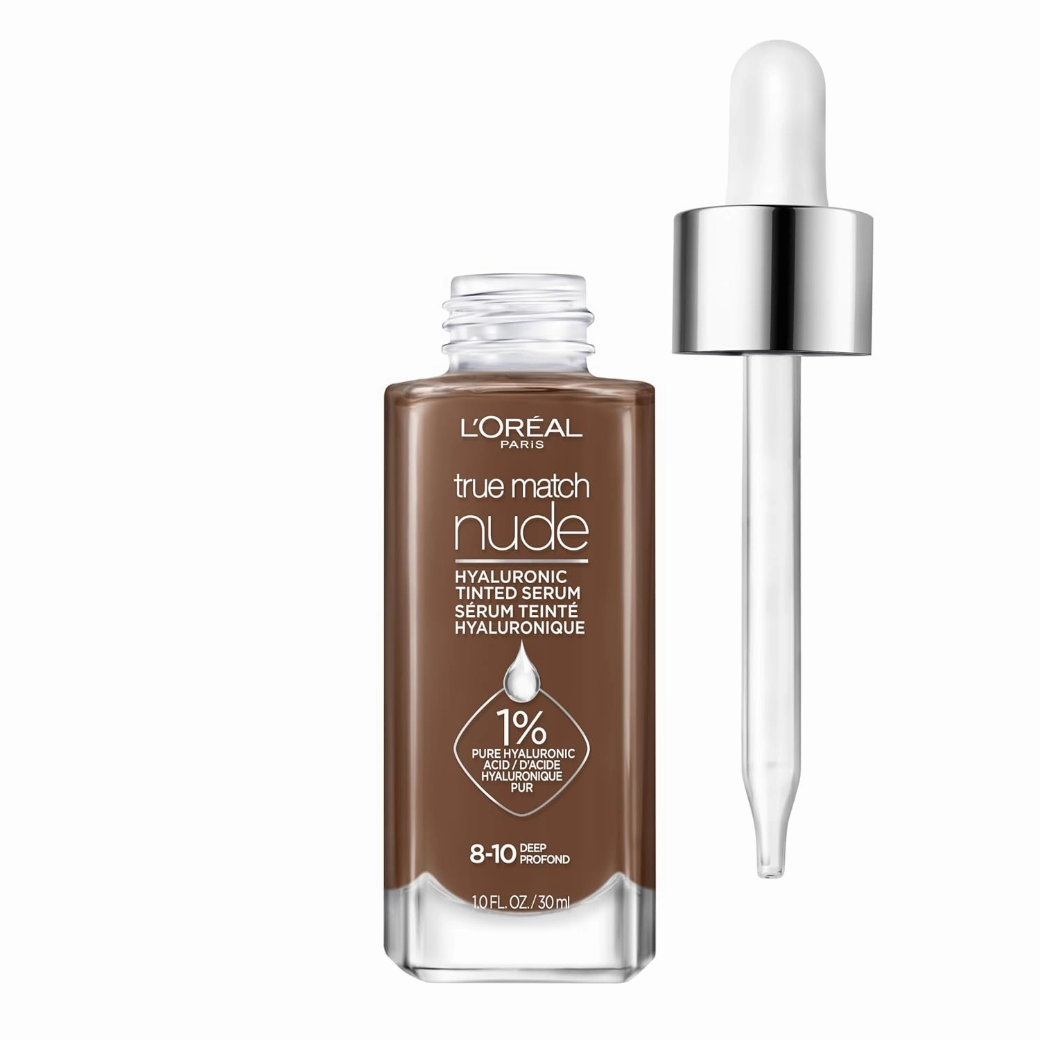 L'Oreal Paris True Match Nude Hyaluronic Tinted Serum Foundation with 1% Hyaluronic acid, Rosy Light 1-2.5, 1 fl. oz.