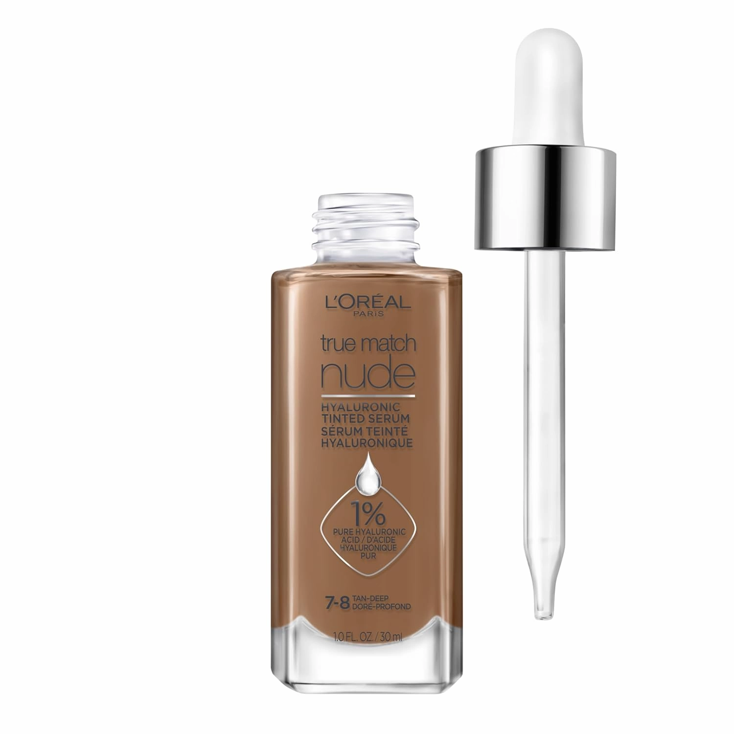 L'Oreal Paris True Match Nude Hyaluronic Tinted Serum Foundation with 1% Hyaluronic acid, Rosy Light 1-2.5, 1 fl. oz.