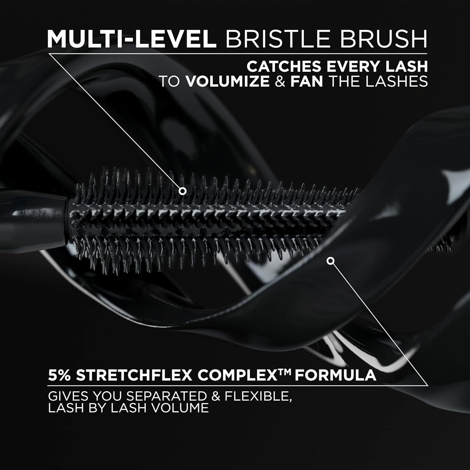 L’Oréal Paris Voluminous Panorama Mascara, Volumizing and Lengthening Mascara, Washable Longwear and Smudge Resistant Make Up, Blackest Black, 0.33 Fl Oz