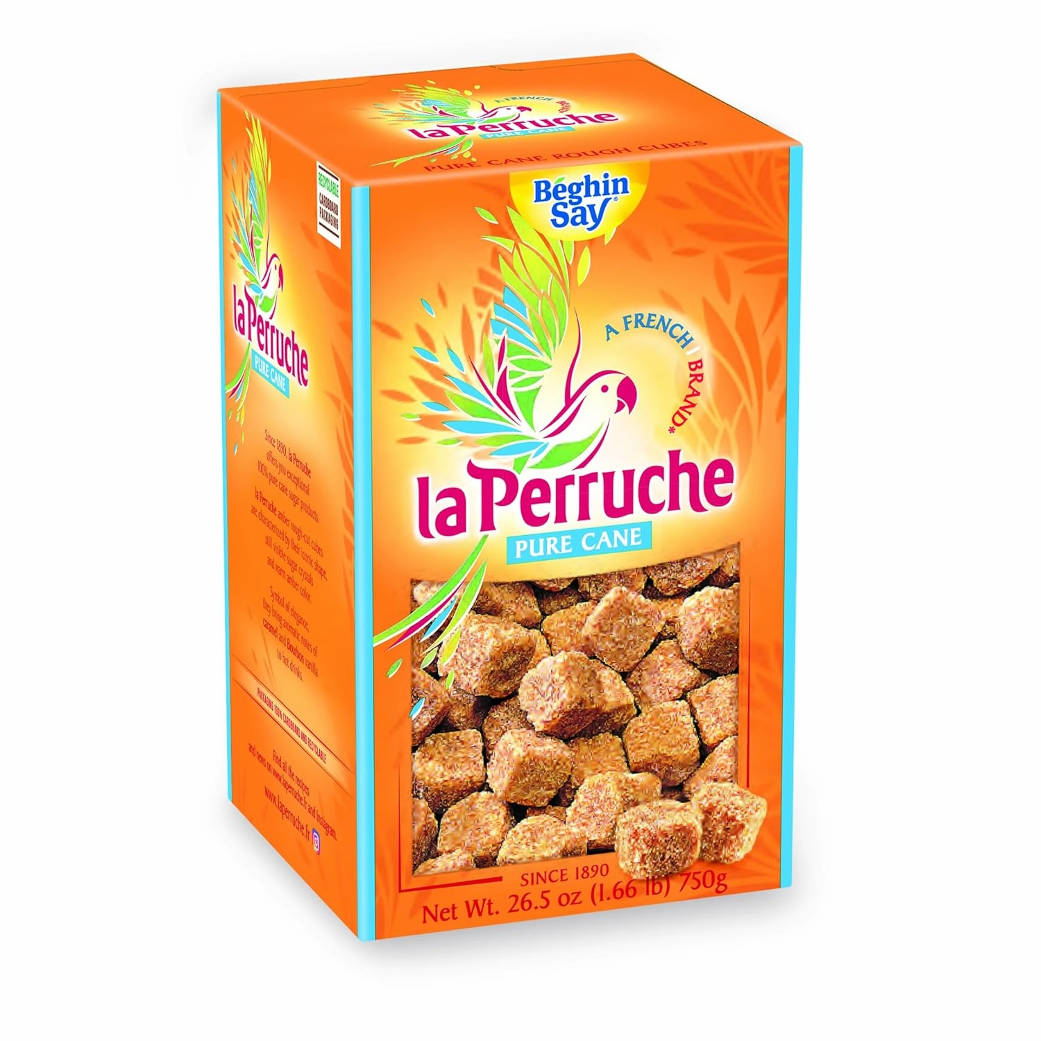 La Perruche Pure Cane Brown Sugar Cubes (750g/1.65lb box) | Ideal Sugar Cubes for Coffee | Pack of 2
