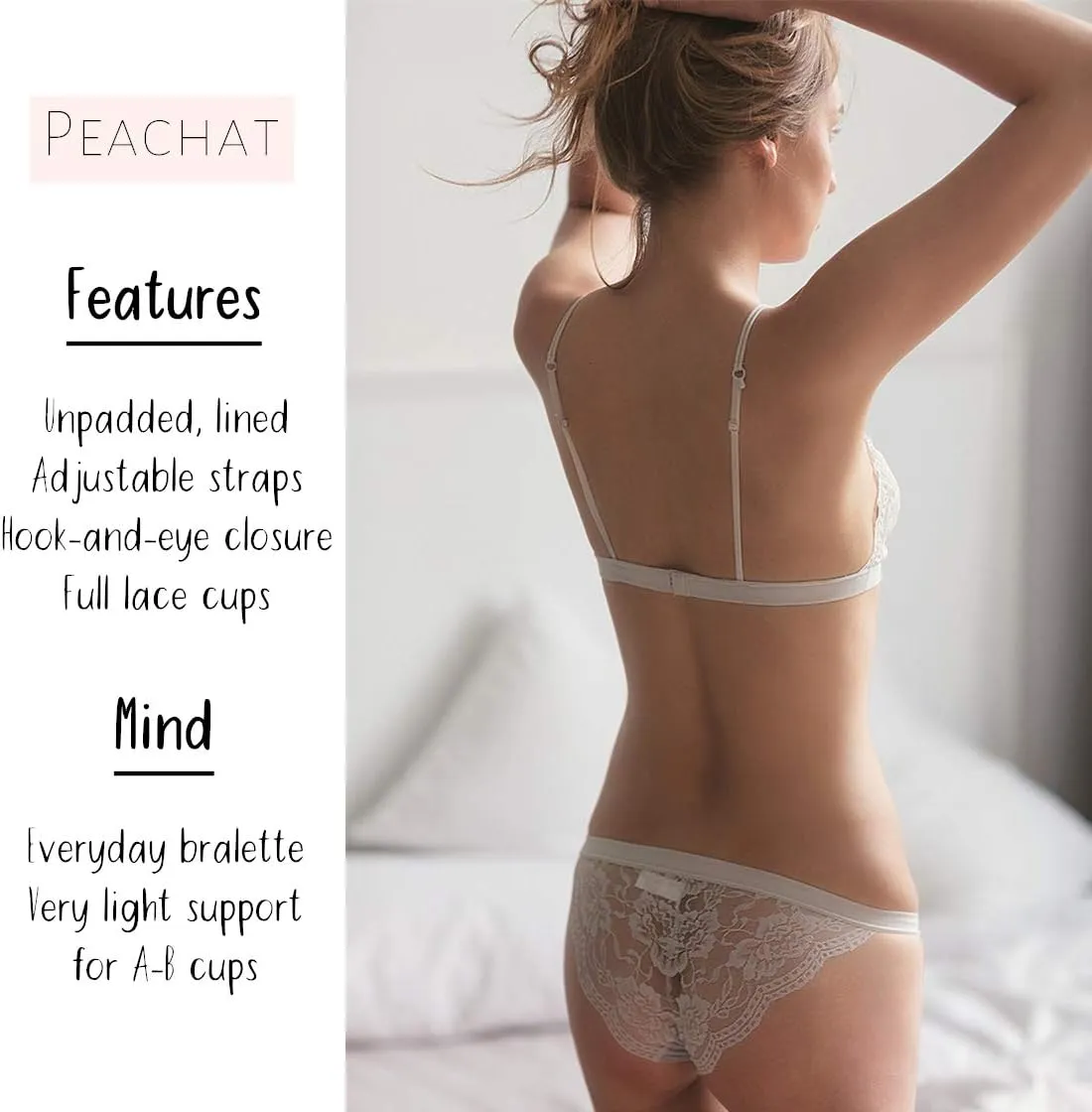 Lace Bralettes for Women Floral Adjustable Thin Strap V Neck Hook Eye Unpadded Triangle Bralette Wire Free Bra