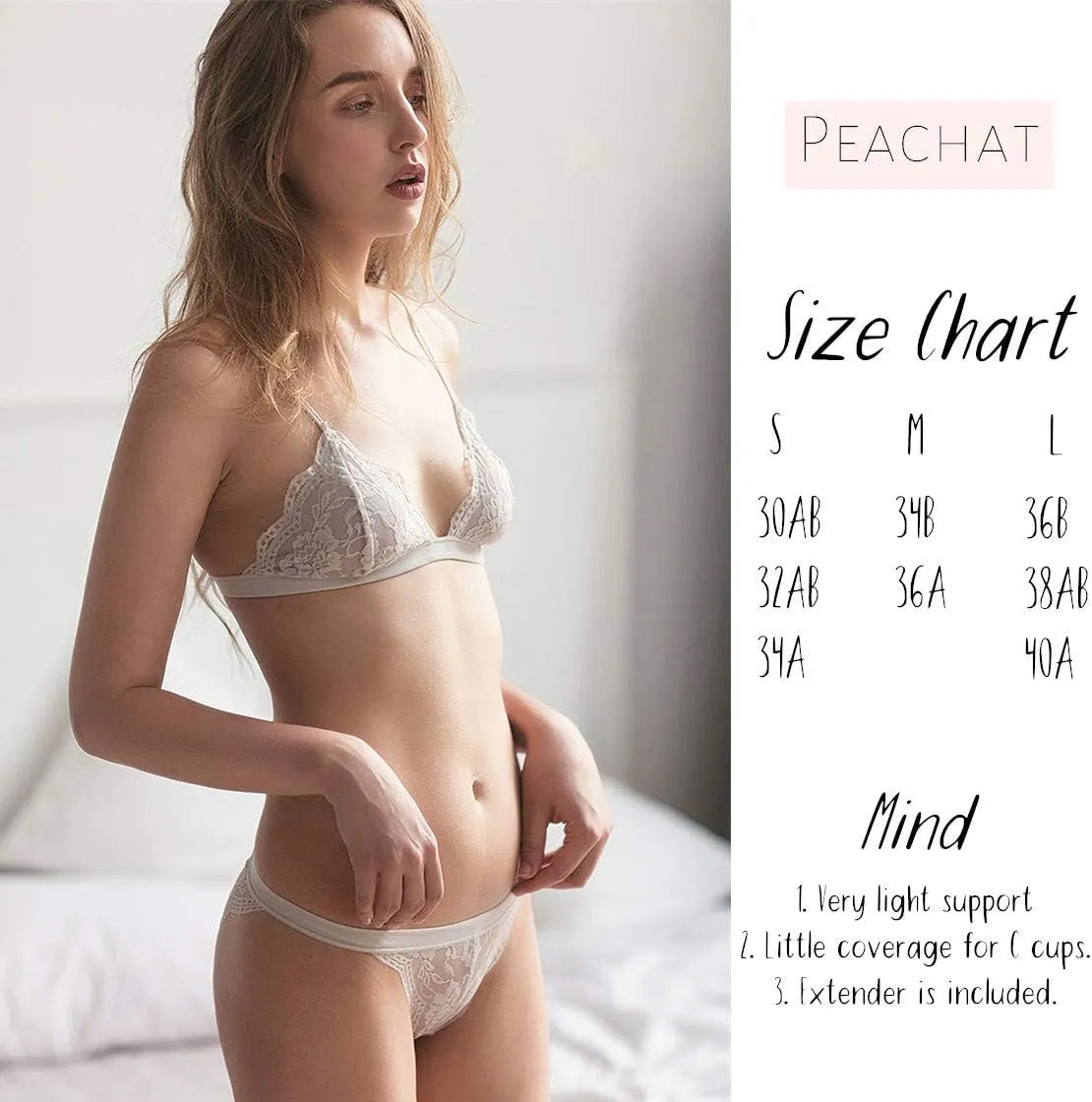 Lace Bralettes for Women Floral Adjustable Thin Strap V Neck Hook Eye Unpadded Triangle Bralette Wire Free Bra