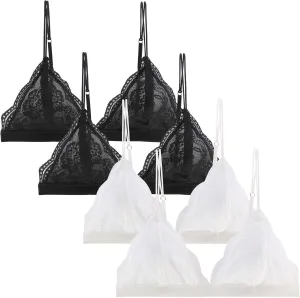 Lace Bralettes for Women Floral Adjustable Thin Strap V Neck Hook Eye Unpadded Triangle Bralette Wire Free Bra