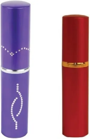 Ladies Self Defense Protection Bundle - Stun Master Lipstick Stun Gun (Purple) Plus Pepper Shot Lipstick Pepper Spray (RED)