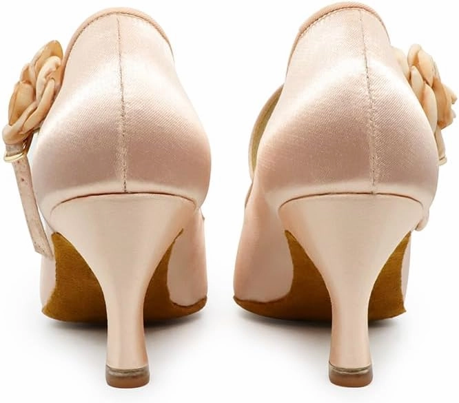 Ladies Ballroom Dance Shoes Kitten Heel Wedding Pump Mary Jane with Rose Modern Latin Dance Shoes for Women #1322N