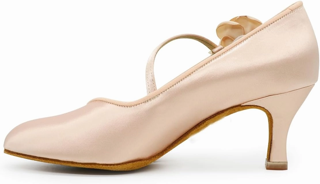 Ladies Ballroom Dance Shoes Kitten Heel Wedding Pump Mary Jane with Rose Modern Latin Dance Shoes for Women #1322N