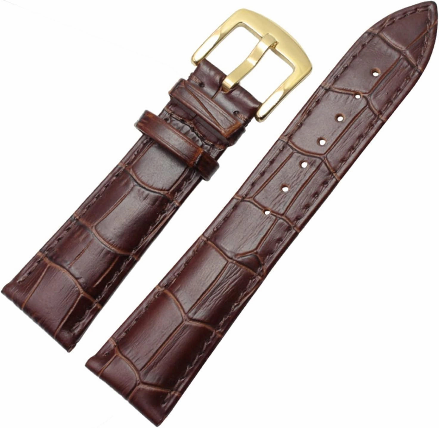 LAnGSHAW Watchband Men Black Brown 19mm 20mm 21mm 22mm Soft Strap Watch Accessories and Steel Metal Needle Buckle (Band Color : Black Gold Buckle, Band Width : 21mm)