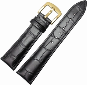 LAnGSHAW Watchband Men Black Brown 19mm 20mm 21mm 22mm Soft Strap Watch Accessories and Steel Metal Needle Buckle (Band Color : Black Gold Buckle, Band Width : 21mm)