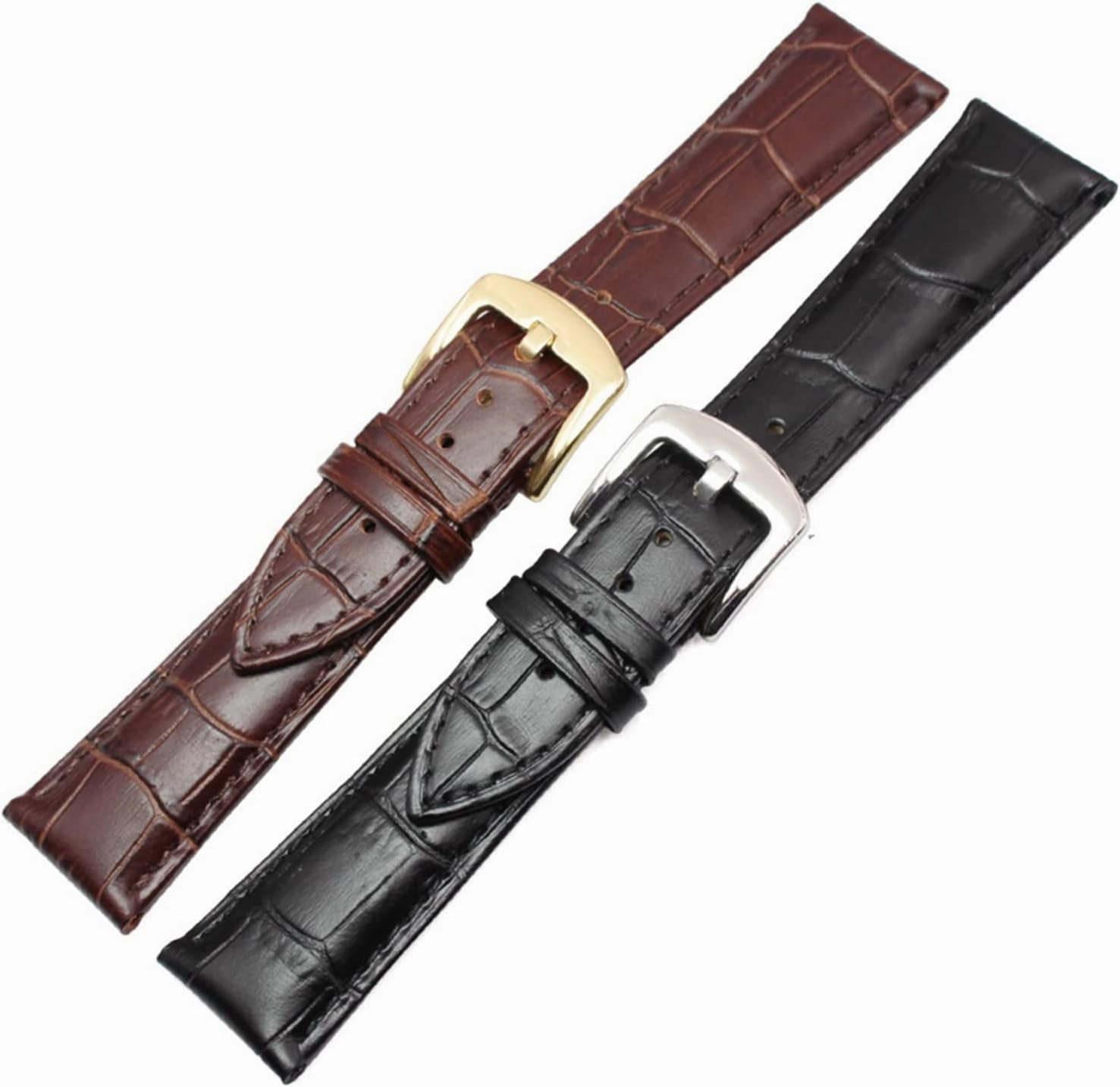 LAnGSHAW Watchband Men Black Brown 19mm 20mm 21mm 22mm Soft Strap Watch Accessories and Steel Metal Needle Buckle (Band Color : Black Gold Buckle, Band Width : 21mm)