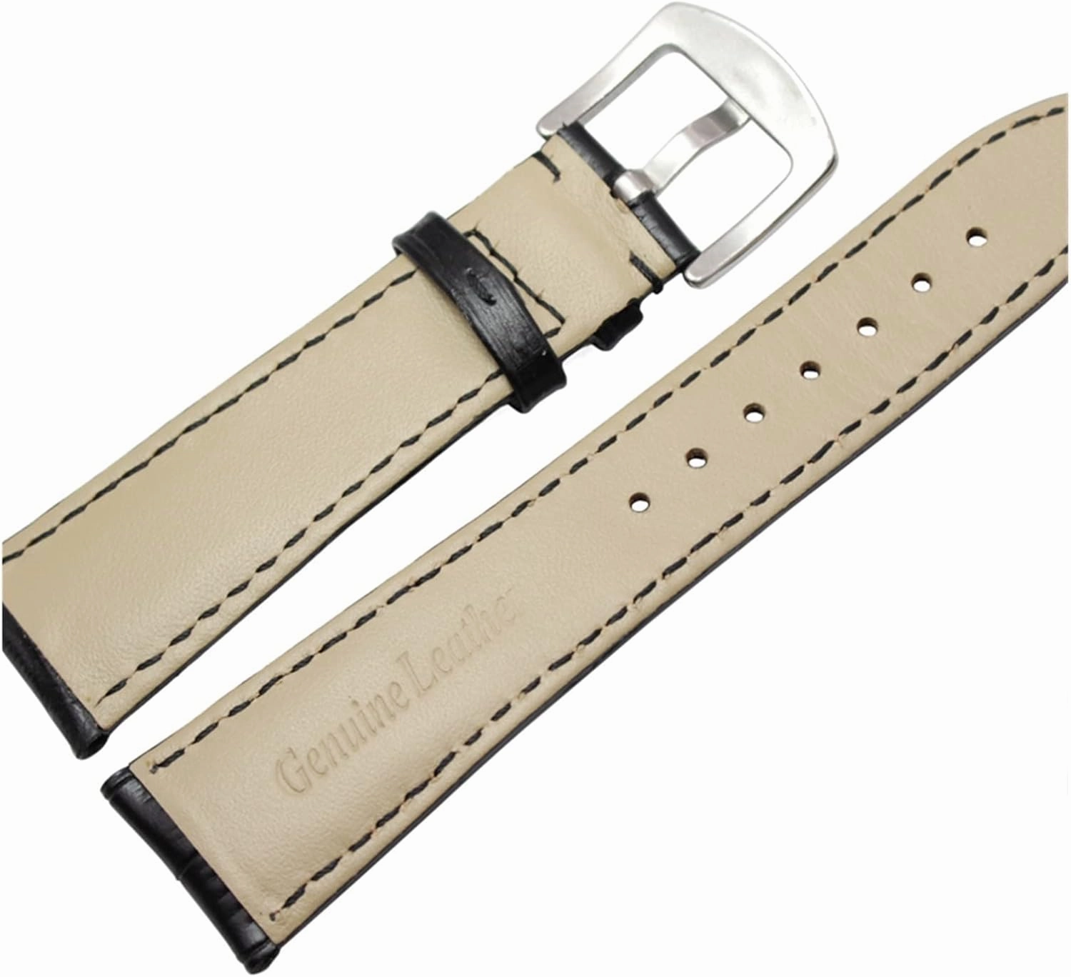 LAnGSHAW Watchband Men Black Brown 19mm 20mm 21mm 22mm Soft Strap Watch Accessories and Steel Metal Needle Buckle (Band Color : Black Gold Buckle, Band Width : 21mm)