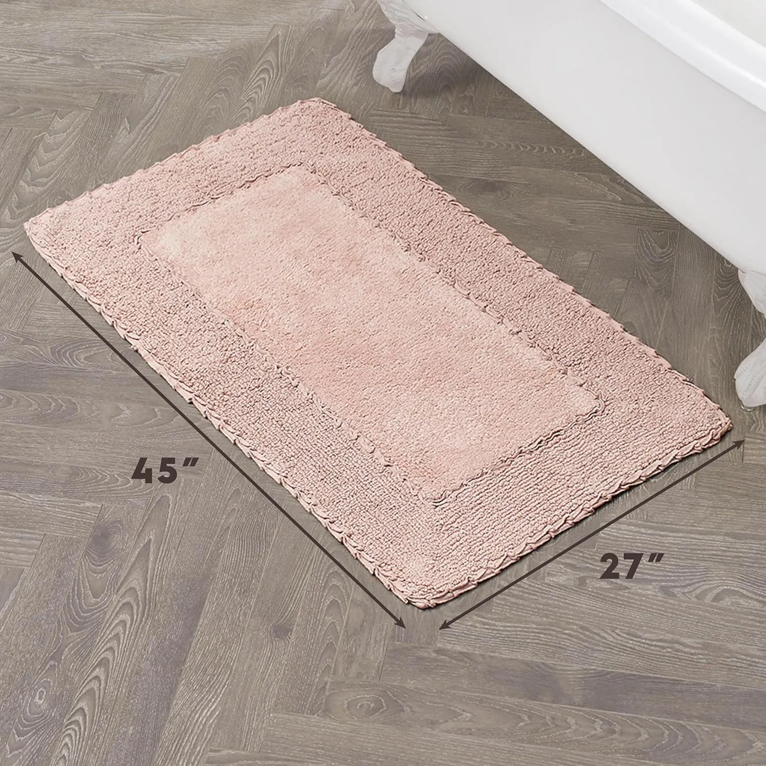 Laura Ashley Ruffle Border Blush Pink 27"x 45" 100% Cotton Bath Rug