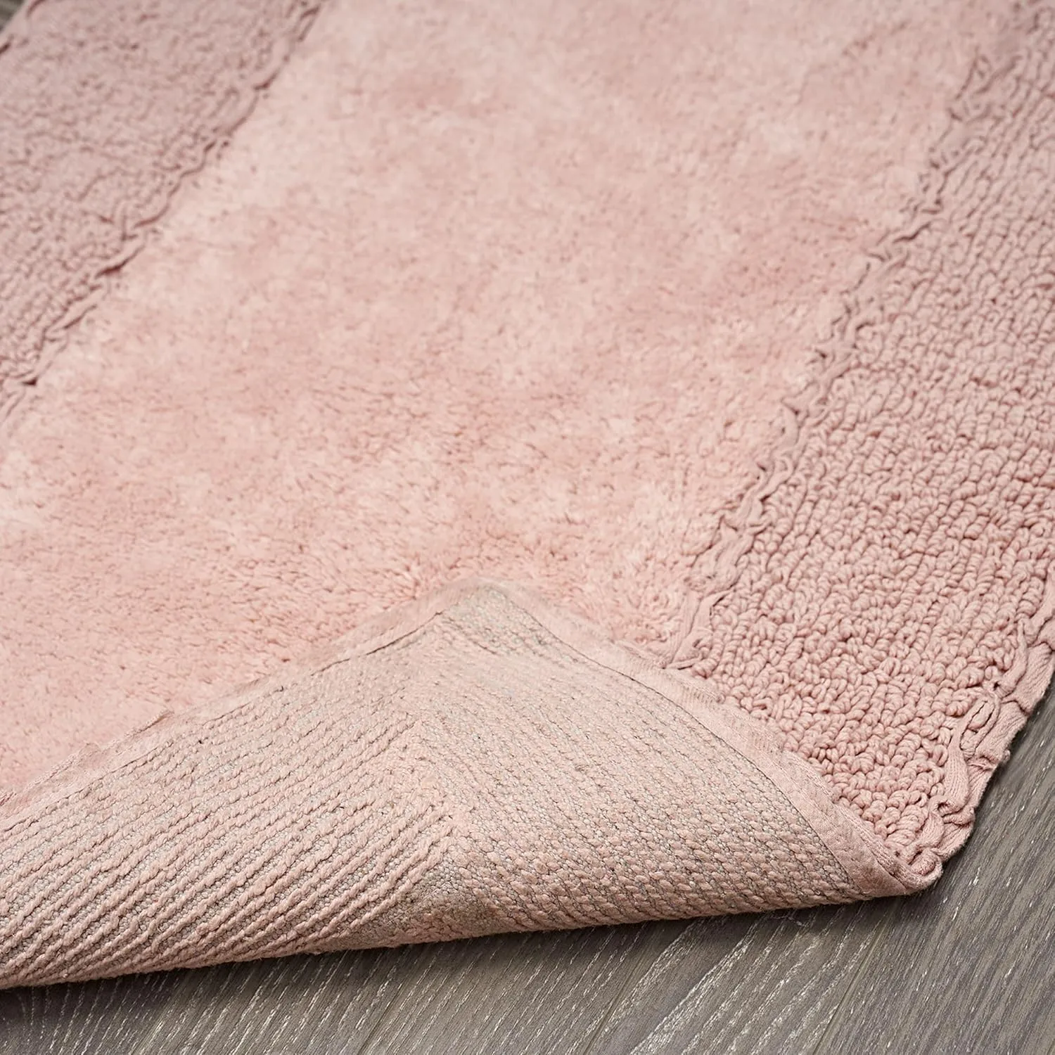 Laura Ashley Ruffle Border Blush Pink 27"x 45" 100% Cotton Bath Rug