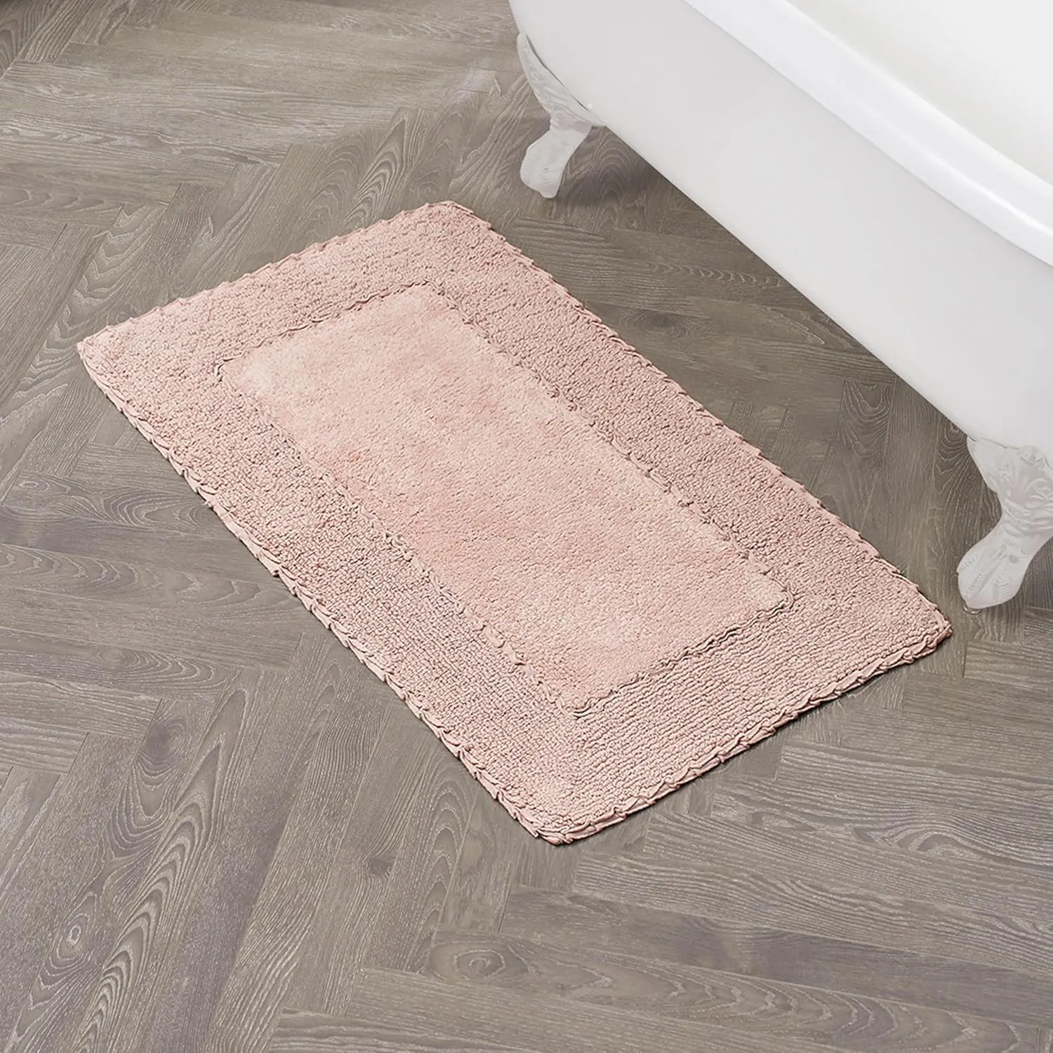 Laura Ashley Ruffle Border Blush Pink 27"x 45" 100% Cotton Bath Rug