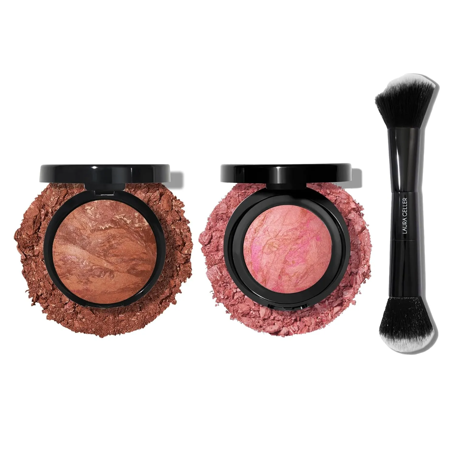 LAURA GELLER NEW YORK Baked Bronze-N-Brighten, Deep and Blush-n-Brighten, Pink Buttercream and Dual-Ended Blush and Bronzer Brush