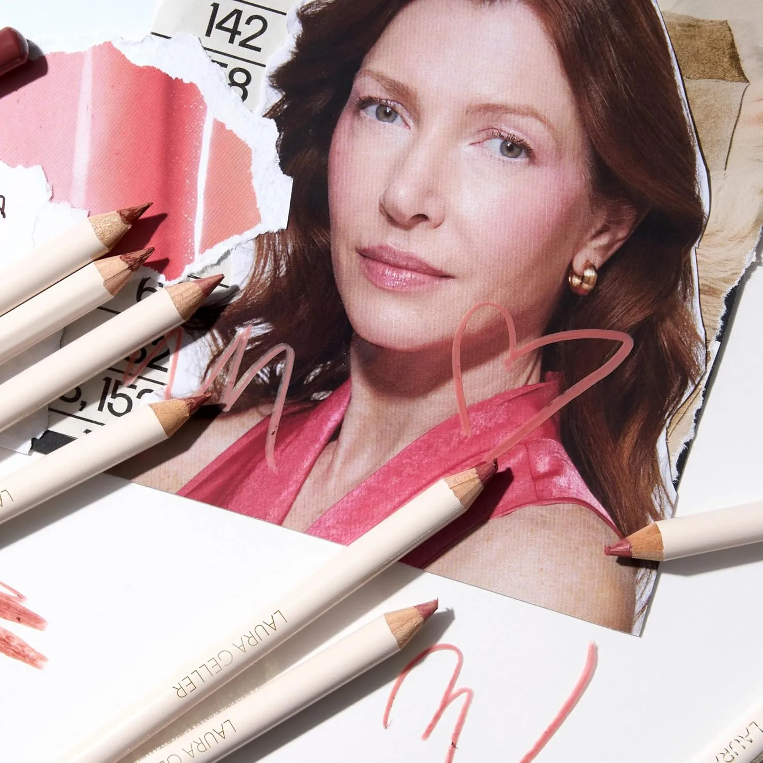 LAURA GELLER NEW YORK Marble Lips Multidimensional Liner, Romantic Rose - Marbleized Smooth Glide Sharpenable Lip Liner for Fuller Lips