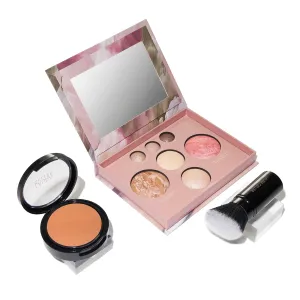 LAURA GELLER NEW YORK Matte Baked Starter Kit - Full Coverage: Double Take Powder Foundation, Deep and Best of the Best Face Palette and Retractable Angled Kabuki Brush