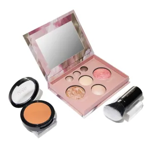 LAURA GELLER NEW YORK Matte Baked Starter Kit - Full Coverage:: Double Take Powder Foundation, Tan and Best of the Best Face Palette and Retractable Angled Kabuki Brush