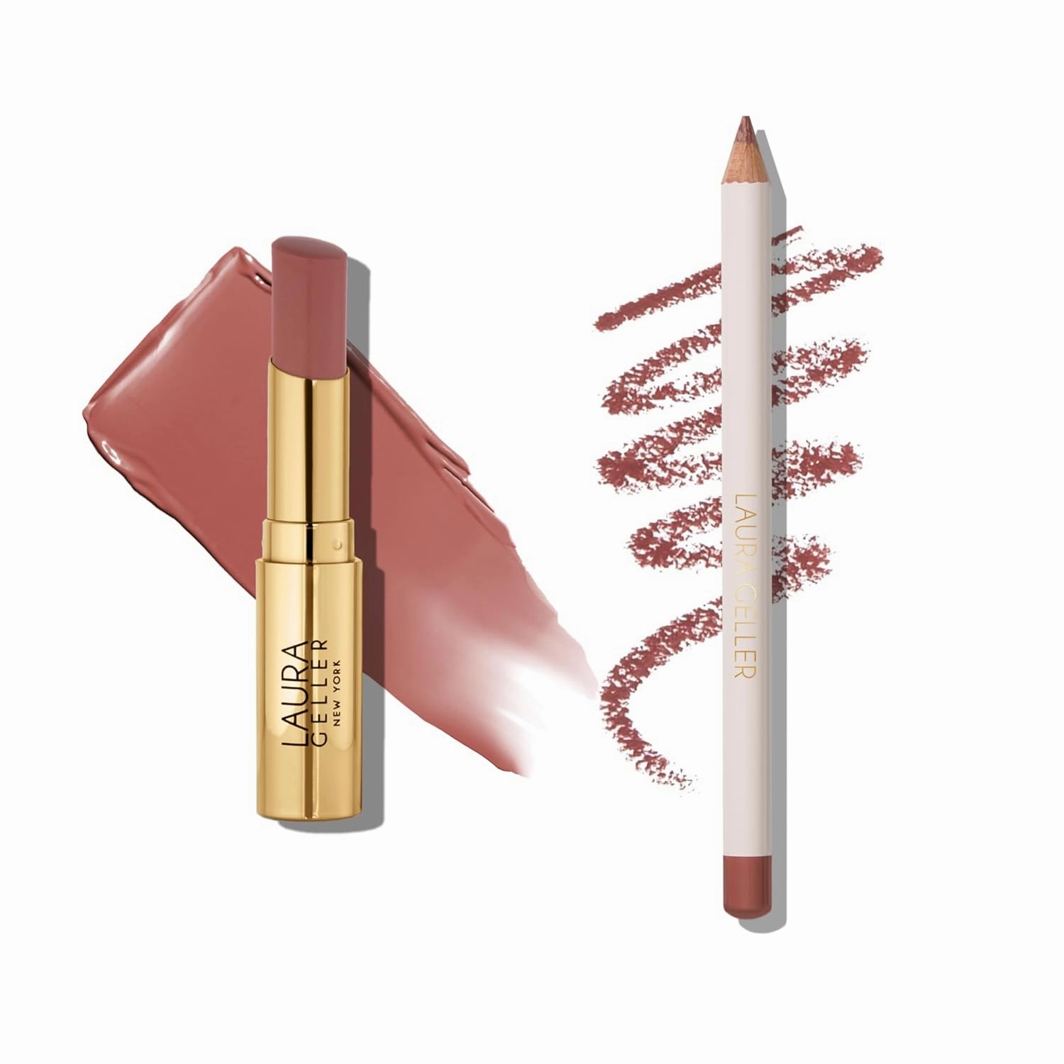 LAURA GELLER Lip Color & Liner Lip Kit | Jelly Balm Hydrating Tinted Lip Balm, A Latte Love   Marble Lips Multidimensional Liner, Tranquil Terracotta