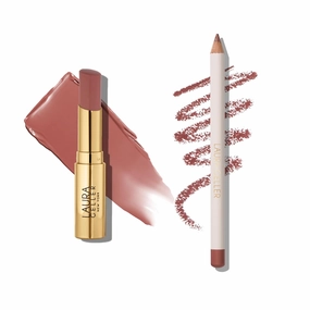 LAURA GELLER Lip Color & Liner Lip Kit | Jelly Balm Hydrating Tinted Lip Balm, A Latte Love   Marble Lips Multidimensional Liner, Tranquil Terracotta