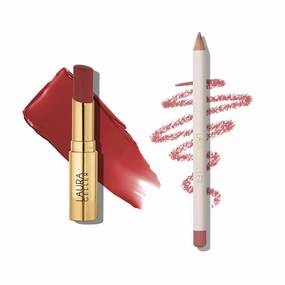 LAURA GELLER Lip Color & Liner Lip Kit | Jelly Balm Hydrating Tinted Lip Balm, Brick House   Marble Lips Multidimensional Liner, Poetic Pink