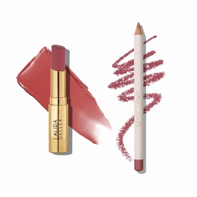 LAURA GELLER Lip Color & Liner Lip Kit | Jelly Balm Hydrating Tinted Lip Balm, Figger Than Life   Marble Lips Multidimensional Liner, Romantic Rose