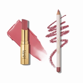 LAURA GELLER Lip Color & Liner Lip Kit | Jelly Balm Hydrating Tinted Lip Balm, In the Buff   Marble Lips Multidimensional Liner, Romantic Rose