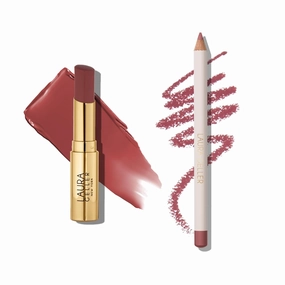 LAURA GELLER Lip Color & Liner Lip Kit | Jelly Balm Hydrating Tinted Lip Balm, Terracotta Go   Marble Lips Multidimensional Liner, Romantic Rose