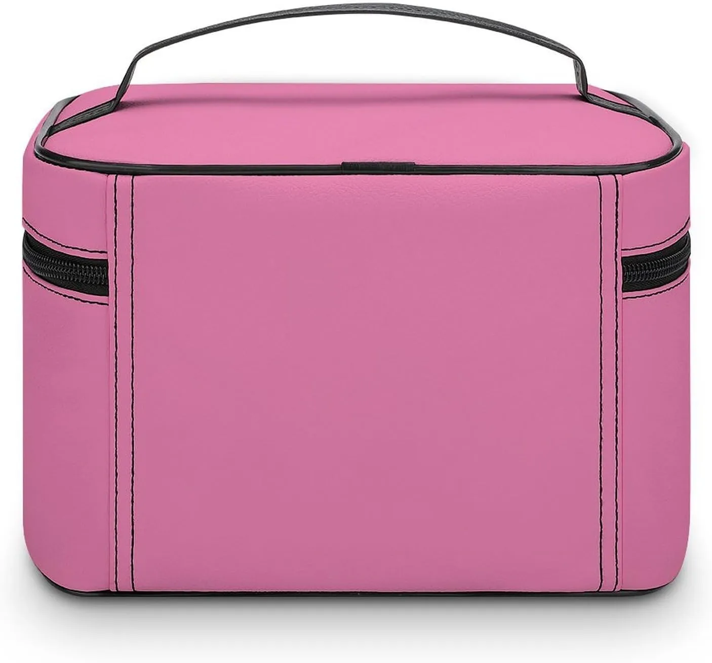 Leather Cosmetic Case, Cotton Soft Pink Portable Makeup Bag Organizer Large Capacity Travel Toiletry Bag with Zipper