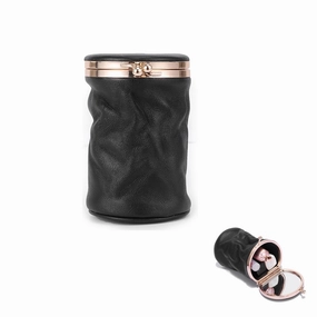 Leather Lipstick Pouch Mini Cosmetic Bag with Mirror Foldable Makeup Pouch for Travel Portable Leather Coin Purse
