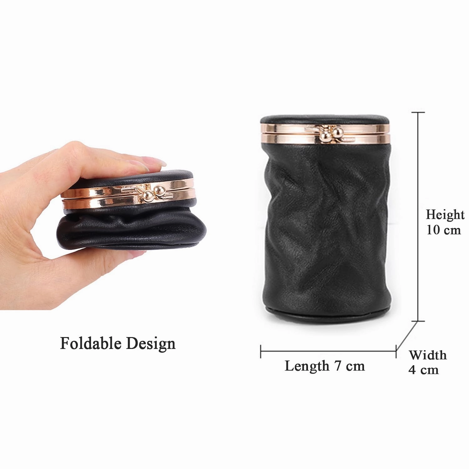 Leather Lipstick Pouch Mini Cosmetic Bag with Mirror Foldable Makeup Pouch for Travel Portable Leather Coin Purse